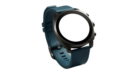 Obraz premium A stylish smartwatch with a durable blue and black strap, transparent background