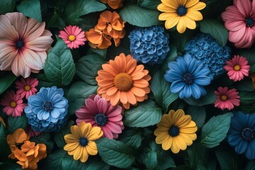 Fototapeta premium Photographed from above, colorful flowers