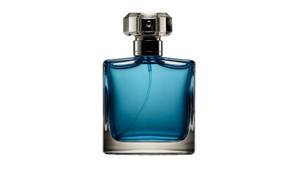 Blue perfume bottle symbolizing freshness and elegance, ideal for fragrance advertisements