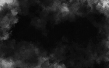 Abstract black and white realistic smoke clouds with shadow overlay effect background. Mystery dark background with spooky white light and fog. Vector illustration of smoky mist toxic vapor on floor.