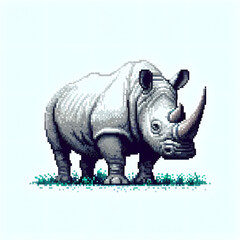 Fototapeta premium 코뿔소, 픽셀아트 (Rhinoceros, Pixel Art)