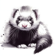 Fototapeta premium 페럿, 수채화 (Ferret, water colour)