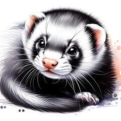 Fototapeta premium 페럿, 수채화 (Ferret, water colour)