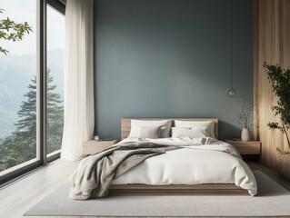 Modern Bedroom with Nature View and Minimalist Decor