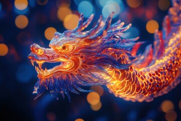 Obraz premium Happy lunar new year, celebrating the dragon zodiac sign