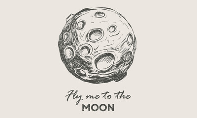 Moon explore vintage print design for apparel, sticker, batch, background, poster and others.