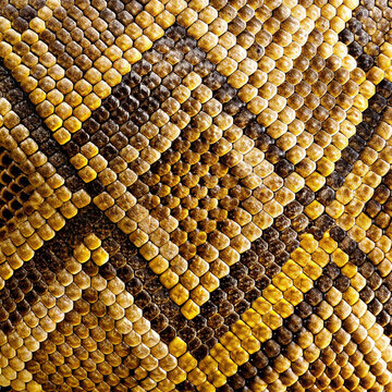 Close-up of carpet python skin texture showcasing intricate patterns and colors