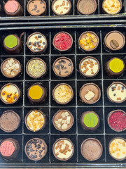 Handmade  delicious chocolates box  in on a store shelf