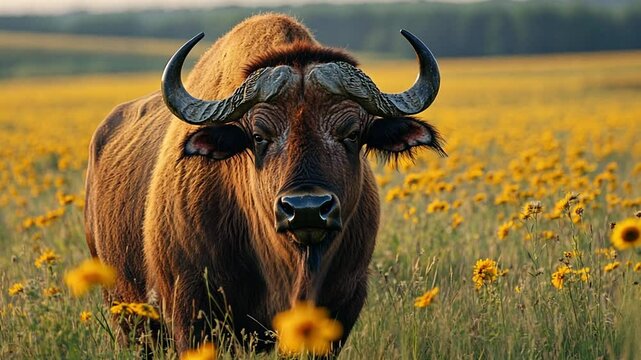 a bison on the prairie footage