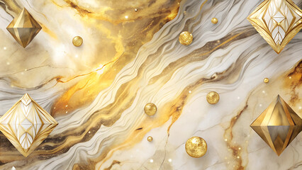 Golden marble patterns with geometric shapes.