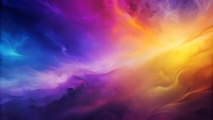 A vibrant abstract swirl of colors mixing shades of purple, blue, pink and yellow to create a dynamic and fluid visual effect.