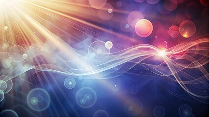 Abstract digital art with bright swirls of blue and purple hues, glowing dots and bokeh effects creating a cosmic atmosphere.