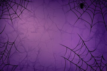 Obraz premium purple background with black spider web in bottom right corner.
