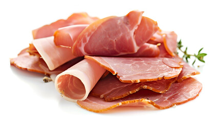 Slice of delicious ham isolated on white