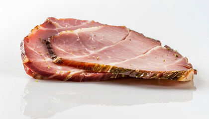 Obraz premium Slice of delicious ham isolated on white