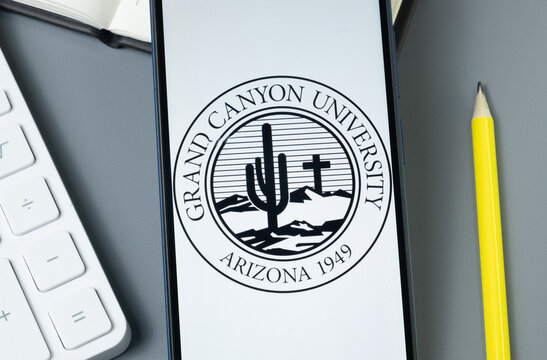 New York, USA - 30 August 2024: Grand Canyon U GCU Logo on Phone Screen, Company Icon on Display