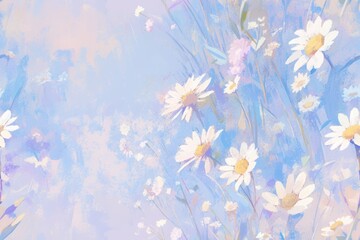 Pastel Colorful daisy Flower Watercolor Pattern Background. Wallpaper. Valentine's Day Banner. Abstract. Winter. Christmas