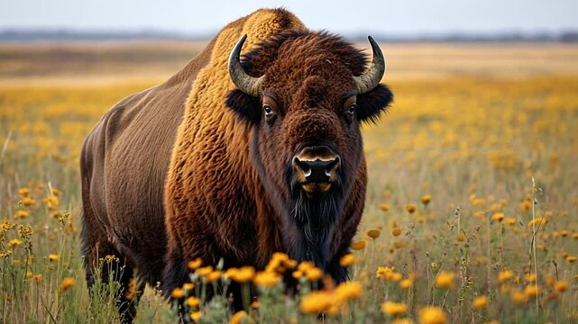 a bison on the prairie footage