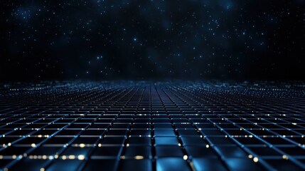 Obraz premium A dark blue background with a large number of small squares of light blue. The squares are arranged in a grid pattern