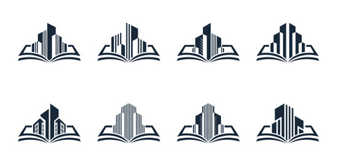 SET BOOKS AND BUILDINGS LOGO ABSTRACT LINE VECTOR
