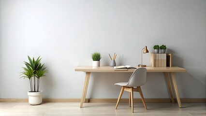 Obraz premium Minimalist desk with space for personal decoration items, ideal for Black Friday promotions