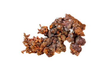 Copper mineral stone on white background close up.