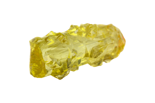 Beryl heliodor mineral stone on white background close up.