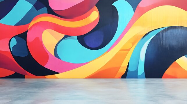 Fototapeta A vibrant, dynamic graffiti wall background with a clean, open space for text