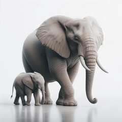 Obraz premium Mamá elefante con cría