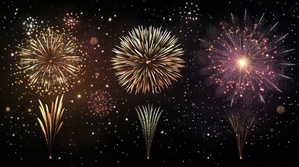 gorgeous elaborate fireworks at the night sky for celebrating. all events from happy new year to happy birthday