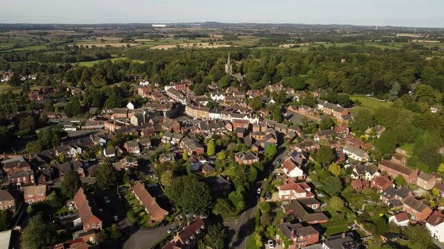 A high flight over the town of Market Bosworth. Late afternoon