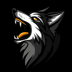 Obraz premium Cartoon Style Howling Wolf Logo Icon Illustration Perfect for Print on Demand T Shirt Design