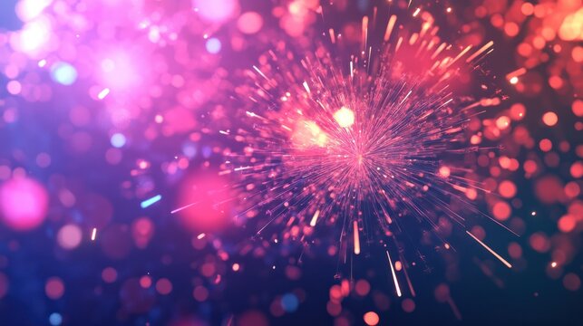 Happy new year 2024 celebration background with firework bursting. Generative AI.