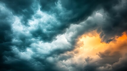 Obraz premium A vibrant, dynamic storm clouds background with a clear area for text