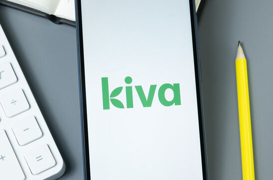 New York, USA - 30 August 2024: Kiva Logo on Phone Screen, Company Icon on Display