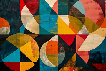 Fototapeta premium A colorful abstract painting with many different shapes and colors