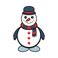 Frosty Snowman with Scarf and Hat . Vector Illustration Design on White Background 