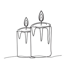 Continuous one line drawing candle burning flame. Black contour line simple minimalist graphic isolated vector illustration. eps10