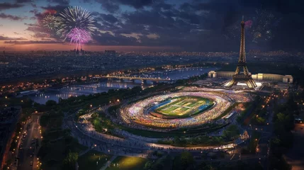 Papier peint photo  Paris hosts a dazzling Olympic spectacle, blending sportsmanship with summer-themed artistry in the 2024 Games  © Johannes
