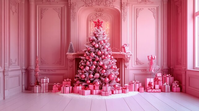 Pink christmas Theme wallpaer - Powered by Adobe