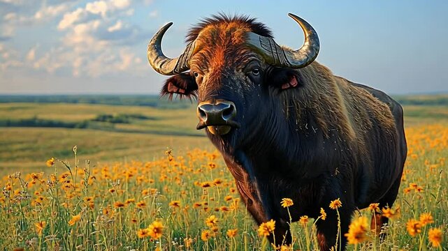 a bison on the prairie footage