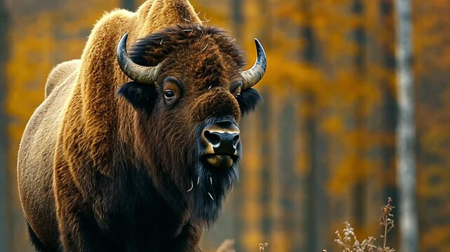 a bison in the forest footage