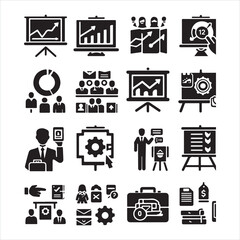 Presentation icon silhouette on white background
