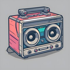 Illustration of a retro boombox, ideal for a nostalgic background or wallpaper