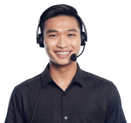 PNG  Smiling customer service representative headset
