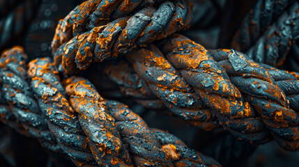 A rope with a brown and blue color