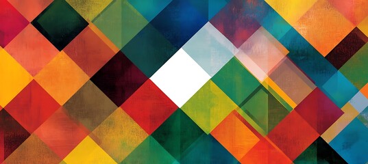 A bright, abstract diamond pattern with a central white area for text