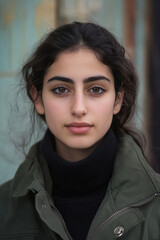 Outdoor portrait of Israeli woman showcasing natural beauty and serene expression