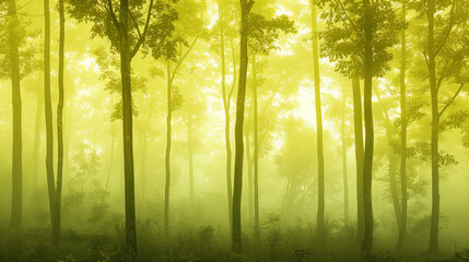 Fototapeta premium A forest with trees that are yellow and green