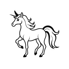 a unicorn, silhouette vector art illustration clipart, isolated white background